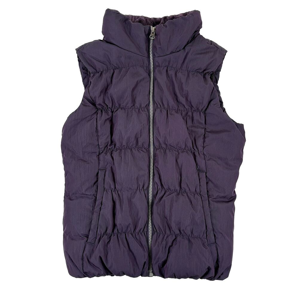 Eddie Bauer Goose Down Puffer Vest Womens S Purple Lined 00s Y2K Outdoor